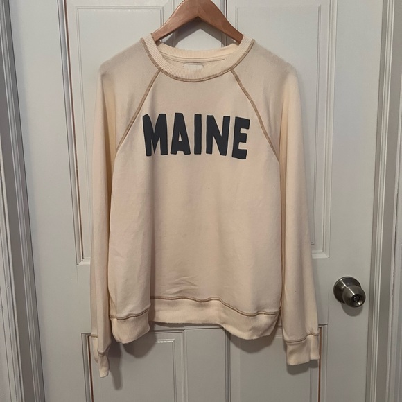 American Eagle Cream Sweatshirt with Maine Print - Picture 1 of 8